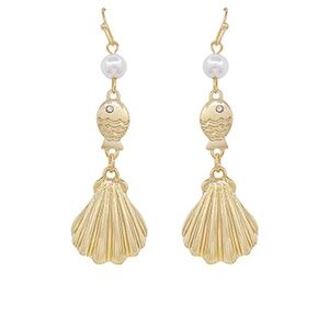 Linear Sealife Pearl Earrings